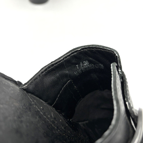 BOC Born On Concept Black Leather Gunmetal Buckle Block Heel Platform Clogs 7 - Picture 12 of 16